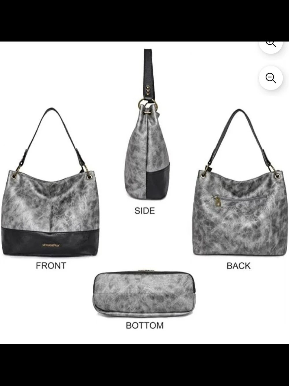 Montana West Pearl Silver and Black Hobo Shoulder Bag - Picture 2 of 6